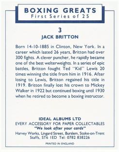 1991 Ideal Albums Boxing Greats #3 Jack Britton Back