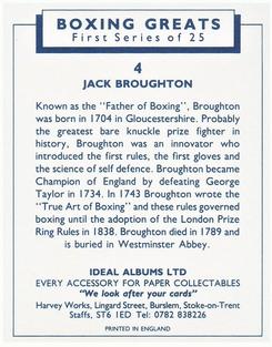 1991 Ideal Albums Boxing Greats #4 Jack Broughton Back