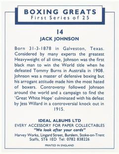 1991 Ideal Albums Boxing Greats #14 Jack Johnson Back