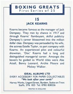 1991 Ideal Albums Boxing Greats #15 Jack Kearns Back