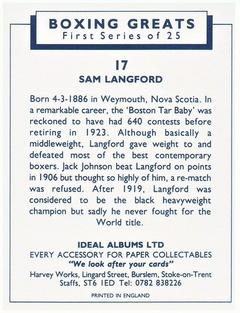 1991 Ideal Albums Boxing Greats #17 Sam Langford Back