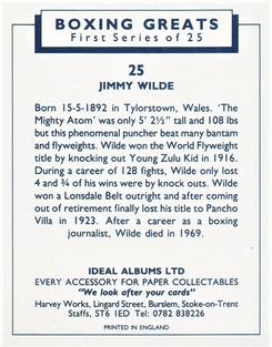 1991 Ideal Albums Boxing Greats #25 Jimmy Wilde Back
