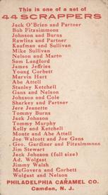 1910 Philadelphia Caramel 44 Scrappers (E80) #NNO Terry McGovern / Young Corbett Back