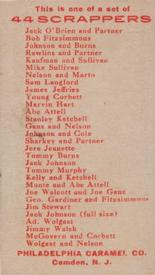 1910 Philadelphia Caramel 44 Scrappers (E80) #NNO George Gardiner / Bob Fitzsimmons Back