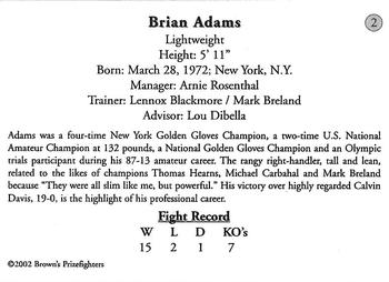 2002 Brown's #2 Brian Adams Back