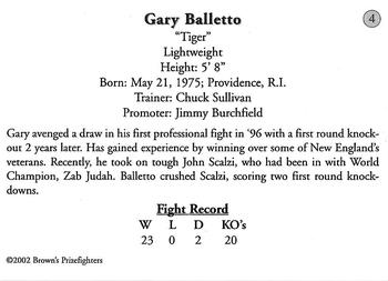 2002 Brown's #4 Gary Balletto Back