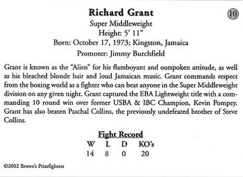 2002 Brown's #10 Richard Grant Back