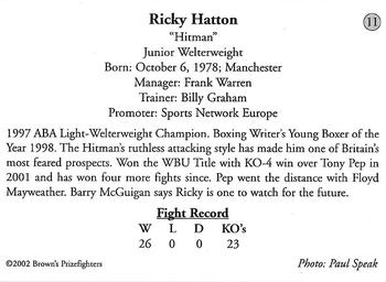 2002 Brown's #11 Ricky Hatton Back