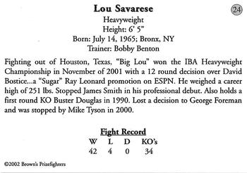 2002 Brown's #24 Lou Savarese Back