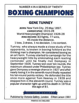 1991 Victoria Gallery Heavyweights (Blue Back) #4 Gene Tunney Back