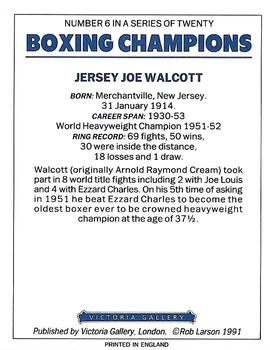 1991 Victoria Gallery Heavyweights (Blue Back) #6 Jersey Joe Walcott Back