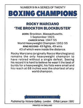 1991 Victoria Gallery Heavyweights (Blue Back) #9 Rocky Marciano Back
