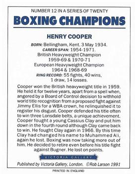 1991 Victoria Gallery Heavyweights (Blue Back) #12 Henry Cooper Back