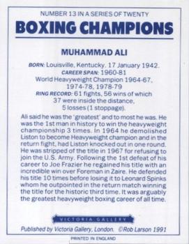 1991 Victoria Gallery Heavyweights (Blue Back) #13 Muhammad Ali Back
