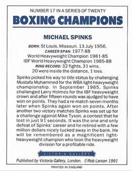 1991 Victoria Gallery Heavyweights (Blue Back) #17 Michael Spinks Back