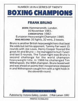 1991 Victoria Gallery Heavyweights (Blue Back) #18 Frank Bruno Back