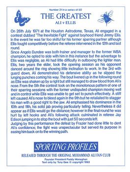 1993 Sporting Profiles - The Greatest #21 Ali v Ellis Back