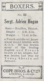 1915 Cope Bros. Boxers #53 Adrien Hogan Back