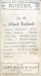 1915 Cope Bros. Boxers #85 Albert Badoud Back