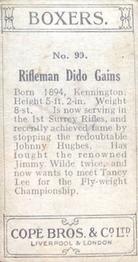 1915 Cope Bros. Boxers #99 Rifleman Dido Gaines Back