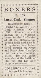 1915 Cope Bros. Boxers #103 Lnce-Crpl. Zimmer Back