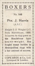 1915 Cope Bros. Boxers #105 Pte. J. Harris Back