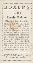 1915 Cope Bros. Boxers #106 Ercole de Balzac Back