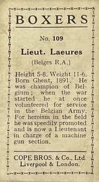 1915 Cope Bros. Boxers #109 Lieut. Laeures Back