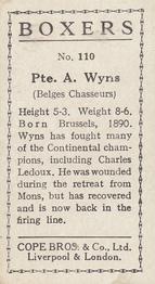 1915 Cope Bros. Boxers #110 Pte. A. Wyns Back