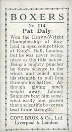 1915 Cope Bros. Boxers #114 Pat Daly Back