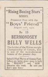 1922 Boys’ Friend Rising Boxing Stars #15 Bermondsey Billy Wells Back