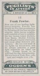 1928 Ogden's Pugilists in Action #16 Frank Fowler Back
