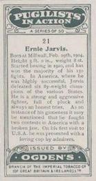 1928 Ogden's Pugilists in Action #21 Ernie Jarvis Back