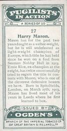 1928 Ogden's Pugilists in Action #27 Harry Mason Back