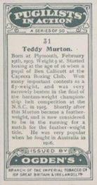 1928 Ogden's Pugilists in Action #31 Teddy Murton Back