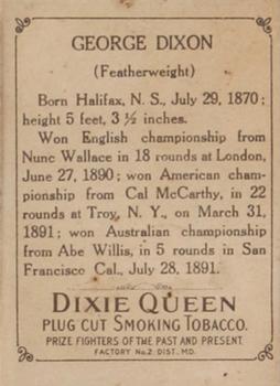 1910 Dixie Queen Prizefighters of the Past and Present T223 #NNO George Dixon Back