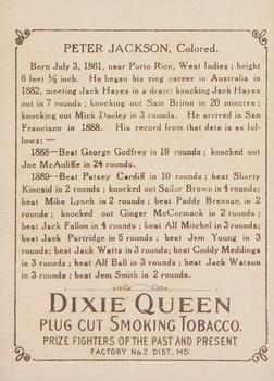 1910 Dixie Queen Prizefighters of the Past and Present T223 #NNO Peter Jackson Back