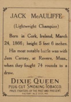 1910 Dixie Queen Prizefighters of the Past and Present T223 #NNO Jack McAuliffe Back