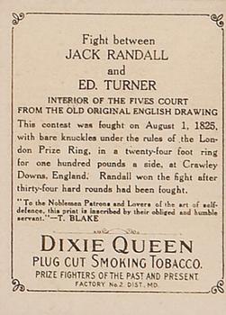 1910 Dixie Queen Prizefighters of the Past and Present T223 #NNO Jack Randall / Ed Turner Back