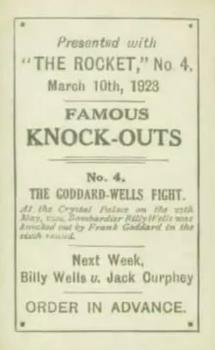 1923 The Rocket Famous Knock-Outs #4 Billy Wells Vs Frank Goddard 3/10/23 Back