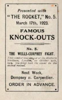 1923 The Rocket Famous Knock-Outs #5 Billy Wells Vs Jack Curphey 3/17/23 Back