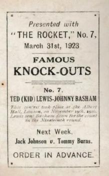 1923 The Rocket Famous Knock-Outs #7 Ted Kid Lewis Vs Johnny Basham 3/31/23 Back
