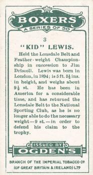 1915 Ogden’s Boxers #3 Kid Lewis Back