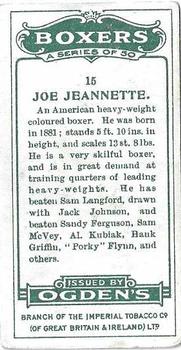 1915 Ogden’s Boxers #15 Joe Jeanette Back
