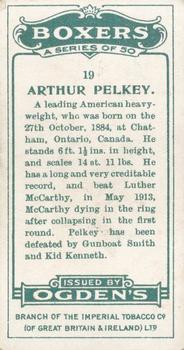 1915 Ogden’s Boxers #19 Arthur Pelkey Back