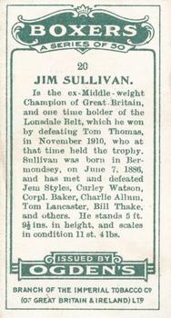 1915 Ogden’s Boxers #20 Jim Sullivan Back