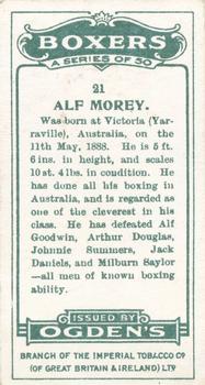1915 Ogden’s Boxers #21 Alf Morey Back