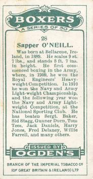 1915 Ogden’s Boxers #28 Sapper O'neill Back