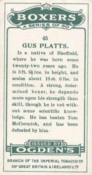 1915 Ogden’s Boxers #45 Gus Platts Back