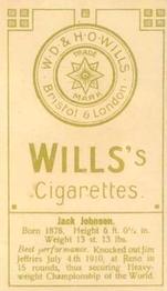1911 Wills's Boxers (Green Stars & Circle Back) #NNO Jack Johnson Back